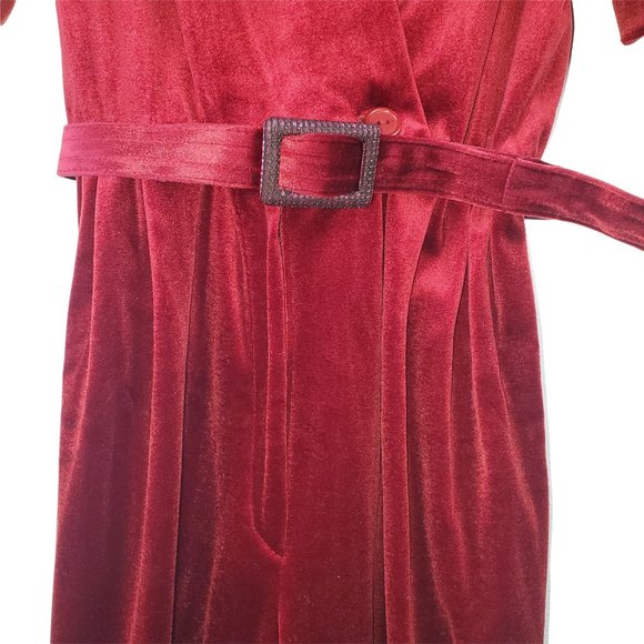 Vintage 1980's Jodi Michaels Belted Velvet Rhinestone Short Sleeve Jumper, 9/10 - Picture 5 of 12